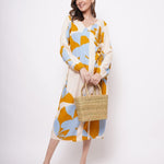 Yellow Bold Print Long dress With Side Keyhole - Western Era Dresses for women