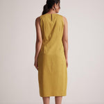 Yellow Mid Dress with Side Drape and Mother Pearls Embellished on The Front Yoke - Western Era Dresses for women