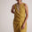 Yellow Mid Dress with Side Drape and Mother Pearls Embellished on The Front Yoke - Western Era Dresses for women