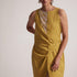 Yellow Mid Dress with Side Drape and Mother Pearls Embellished on The Front Yoke - Western Era Dresses for women