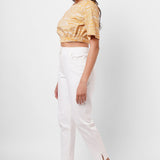 Yellow Toile Print Crop Top - Western Era Tops for women