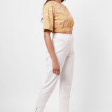 Yellow Toile Print Crop Top - Western Era Tops for women