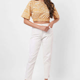 Yellow Toile Print Crop Top - Western Era Tops for women