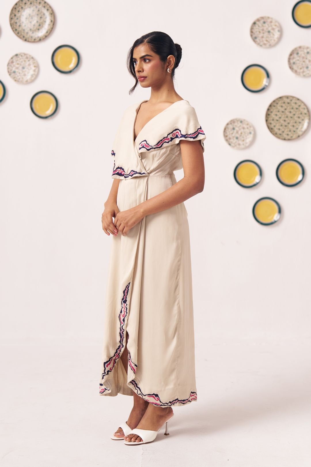Zaria Ivory Breeze Wrap Midi Dress - Western Era Dresses for women