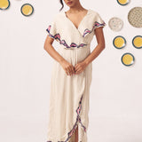 Zaria Ivory Breeze Wrap Midi Dress - Western Era Dresses for women