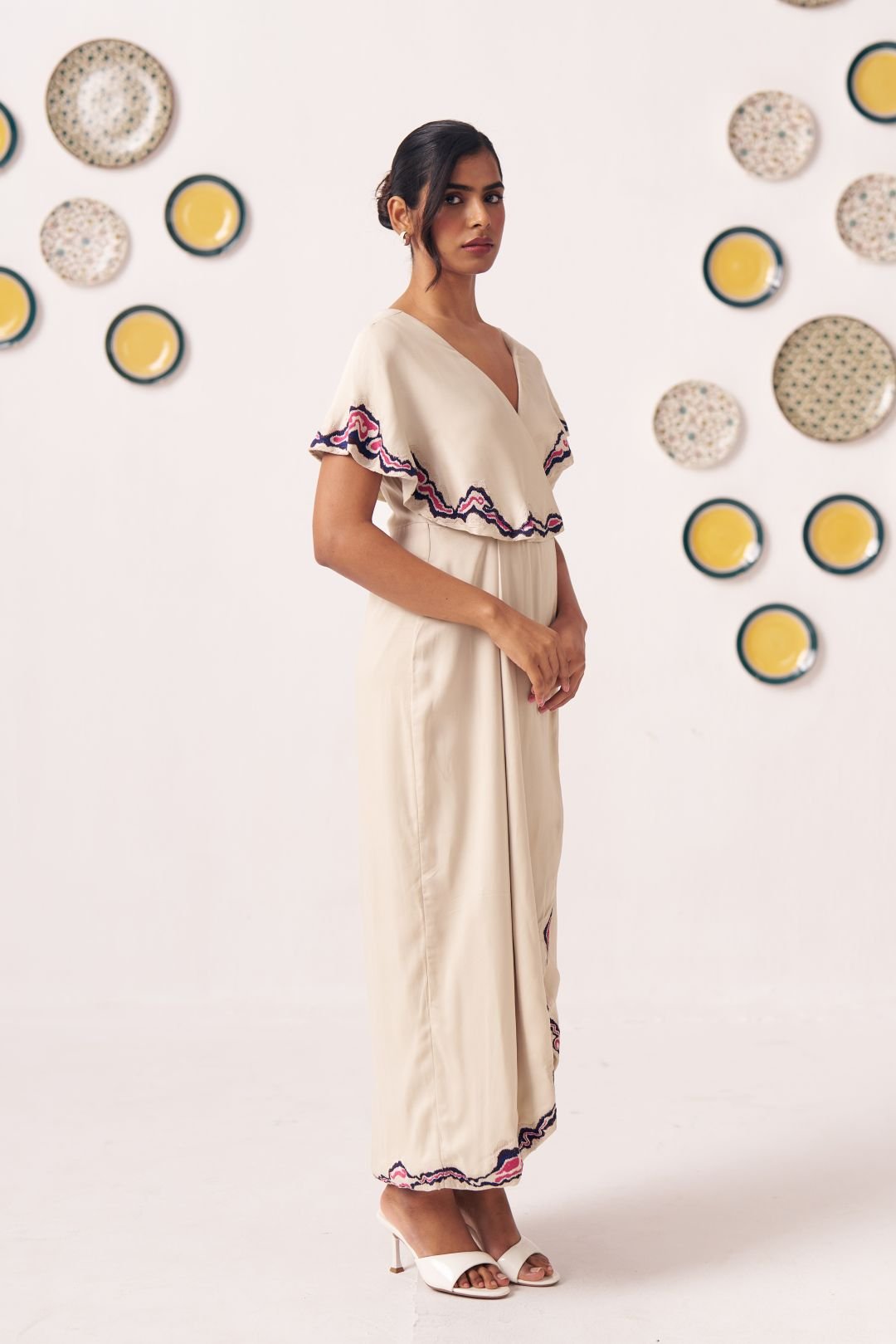 Zaria Ivory Breeze Wrap Midi Dress - Western Era Dresses for women