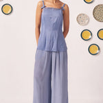 Zinia Slate Blue Embellished Strappy Top - Western Era Tops for women