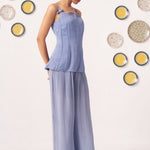 Zinia Slate Blue Embellished Strappy Top - Western Era Tops for women