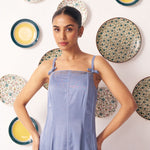 Zinia Slate Blue Embellished Strappy Top - Western Era Tops for women