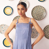 Zinia Slate Blue Embellished Strappy Top - Western Era Tops for women